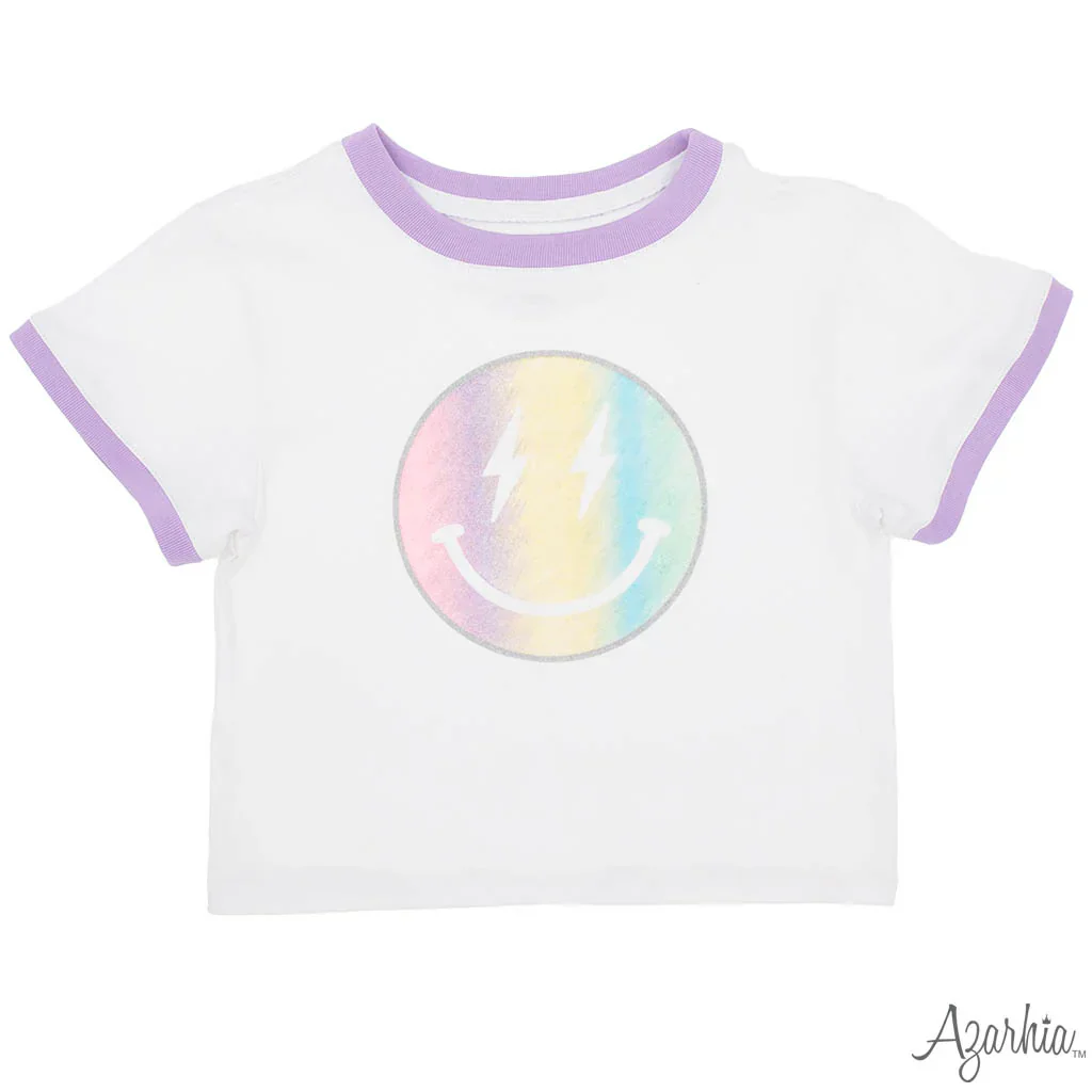 Azarhia Glitter Smiley Ringer Boxy Tee - Image 2