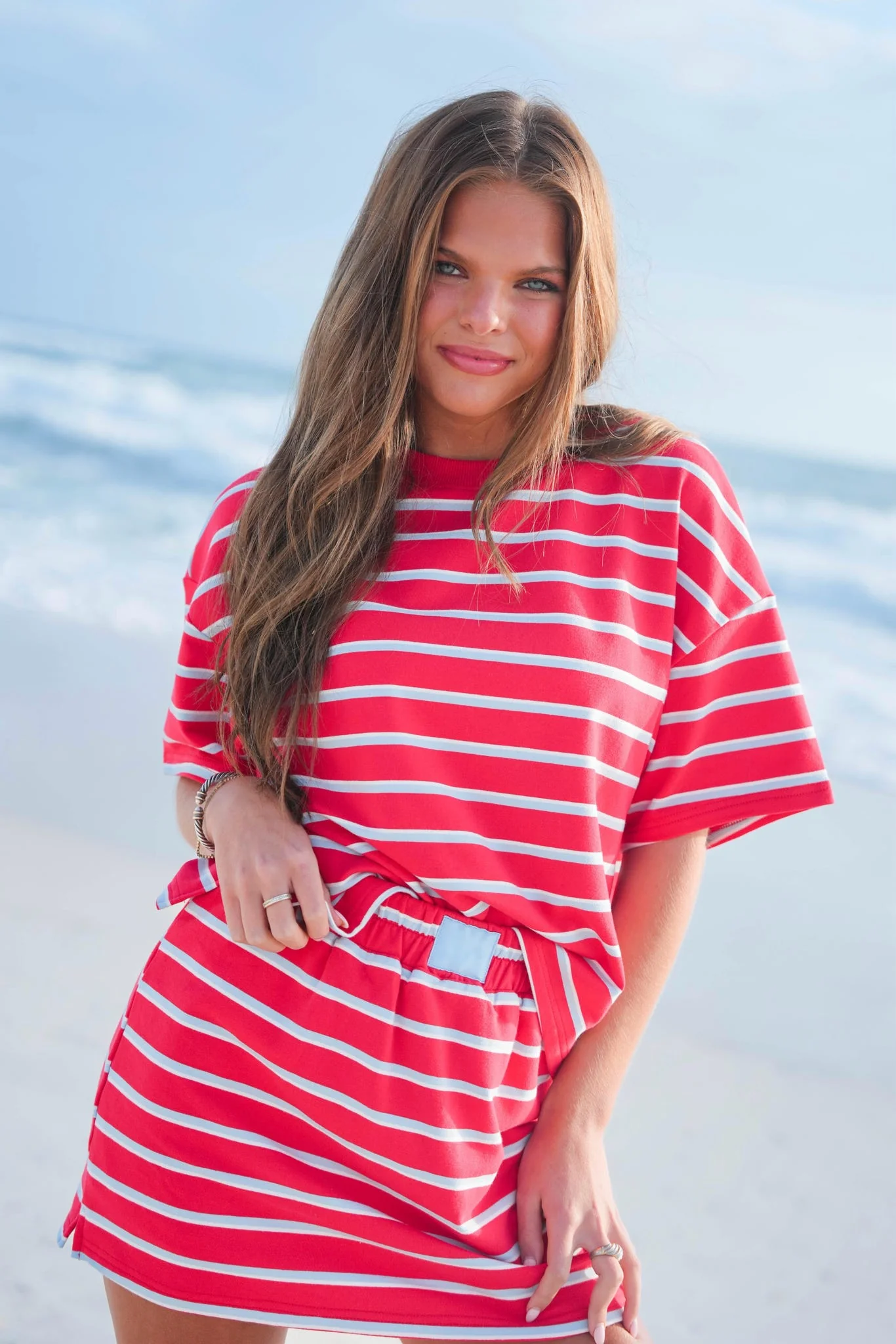 Double Stripe Patch Crewneck Top - Image 2