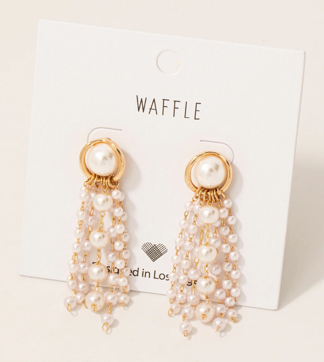 Pearl Chain Fringe Dangle Earrings