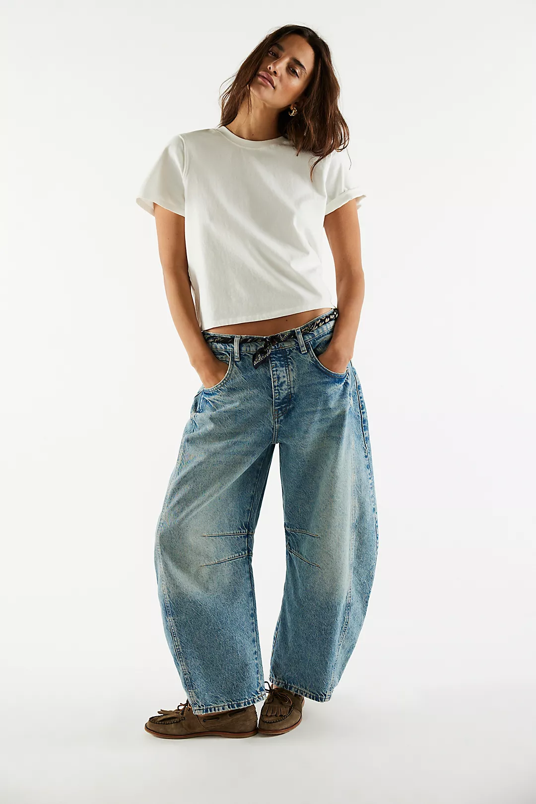 Free People Good Luck Mid Rise Barrel Jeans - Image 3