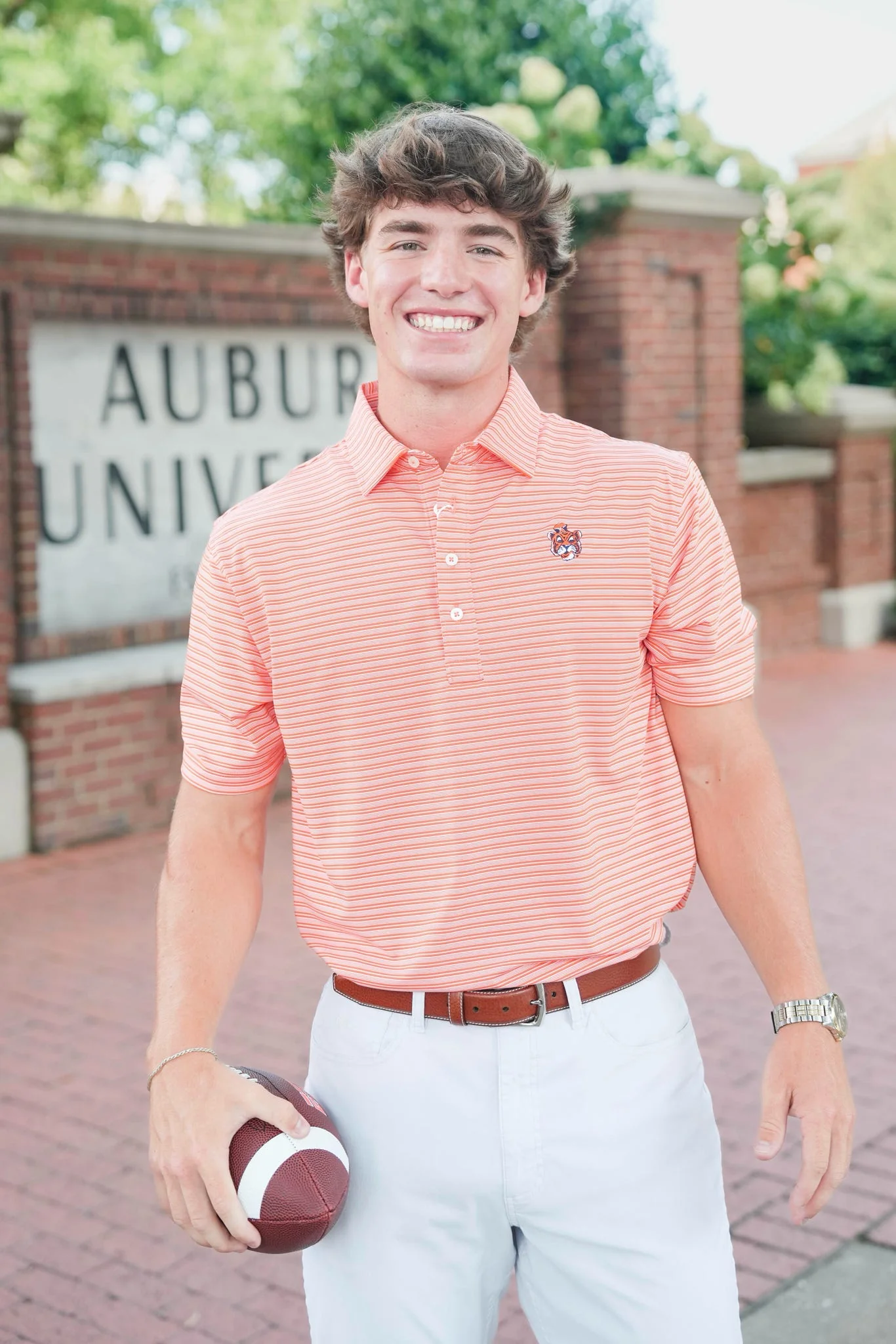 Gen Teal Campus Stripe Aubie Polo - Image 3