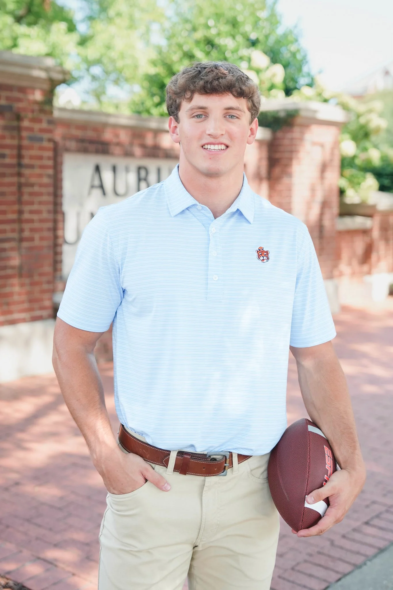 Gen Teal Campus Stripe Aubie Polo - Image 5