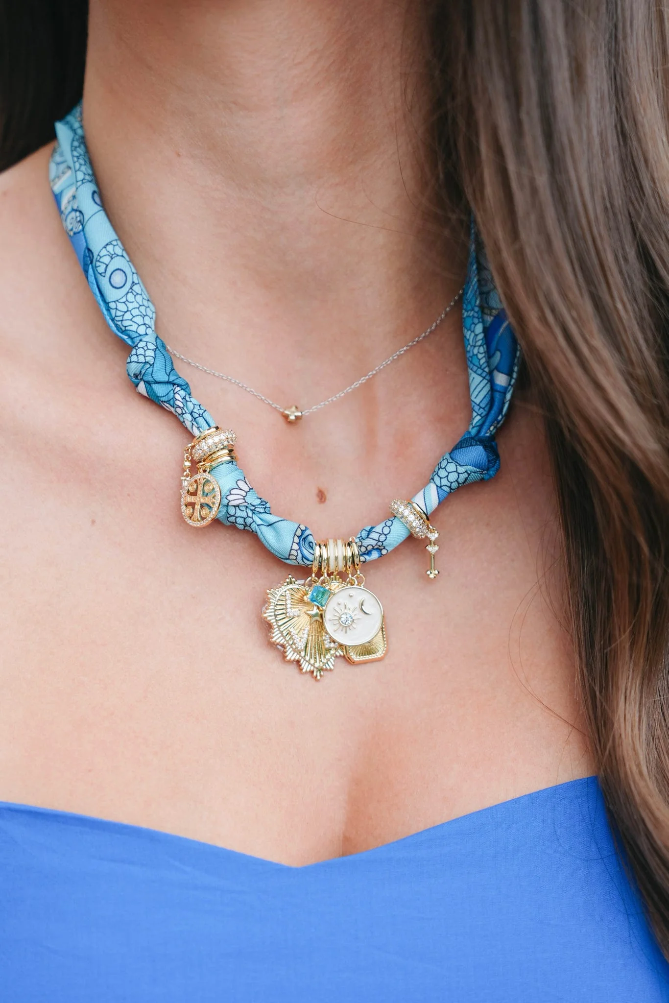 Multi Charm Scarf Necklace - Image 2