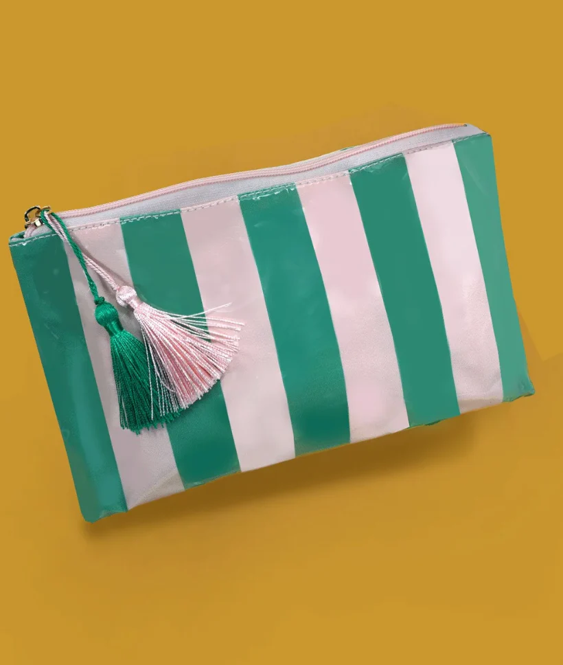 Josslyn Travel Stripe Cosmetic Makeup Bag