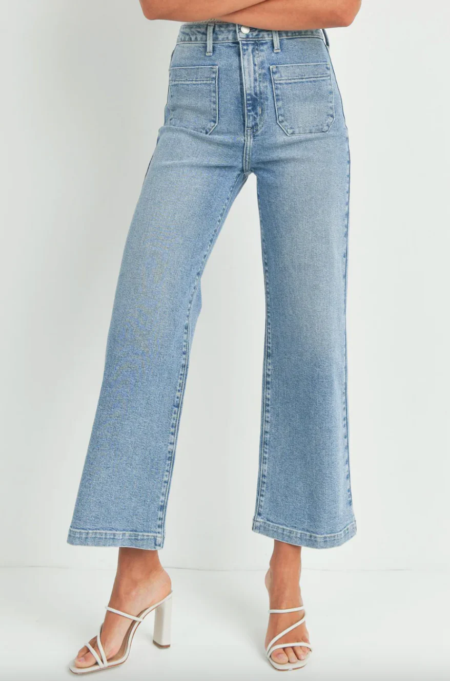 Just Black Patch Pocket Wide Leg Jeans - Image 6