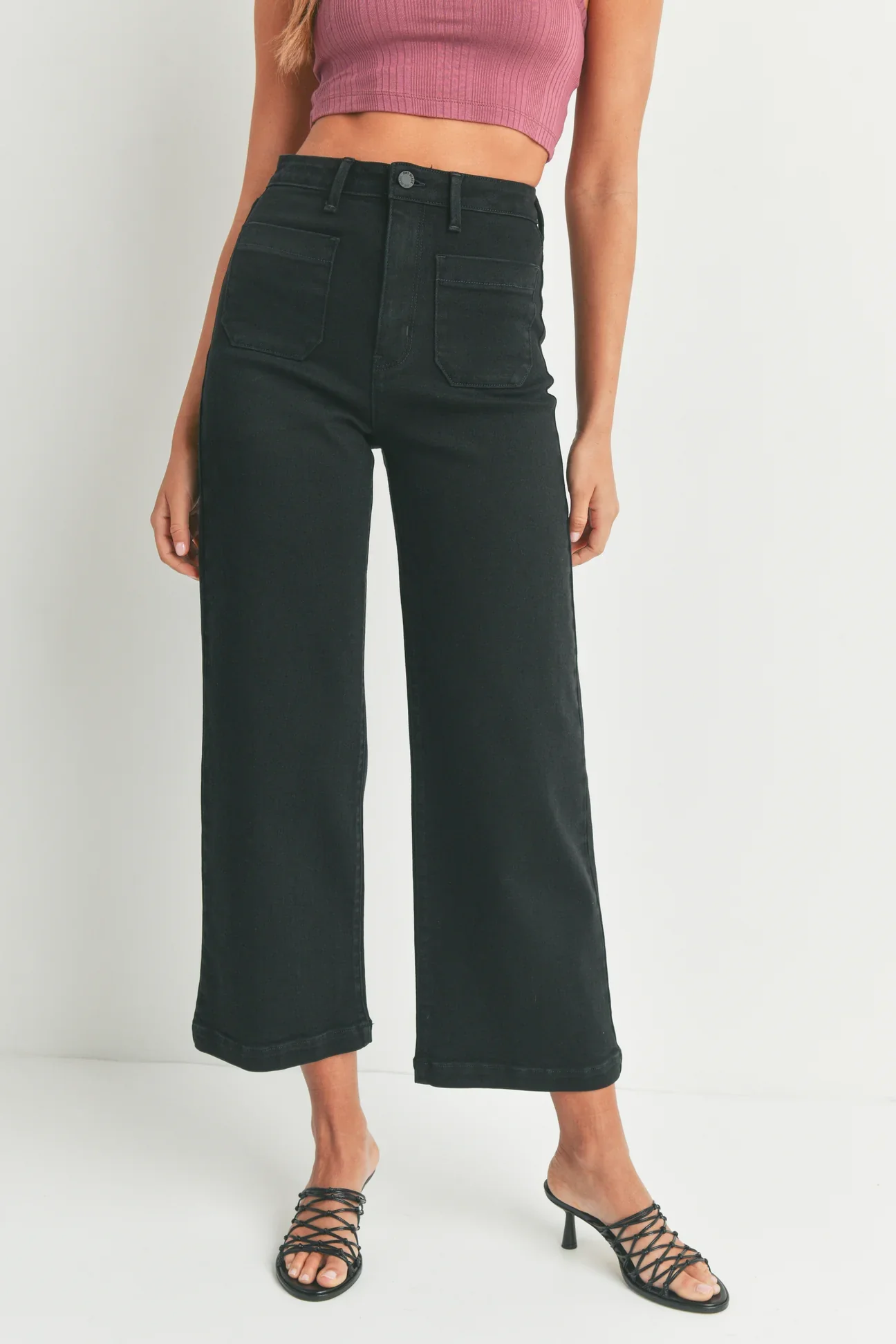 Just Black Patch Pocket Wide Leg Jeans - Image 8