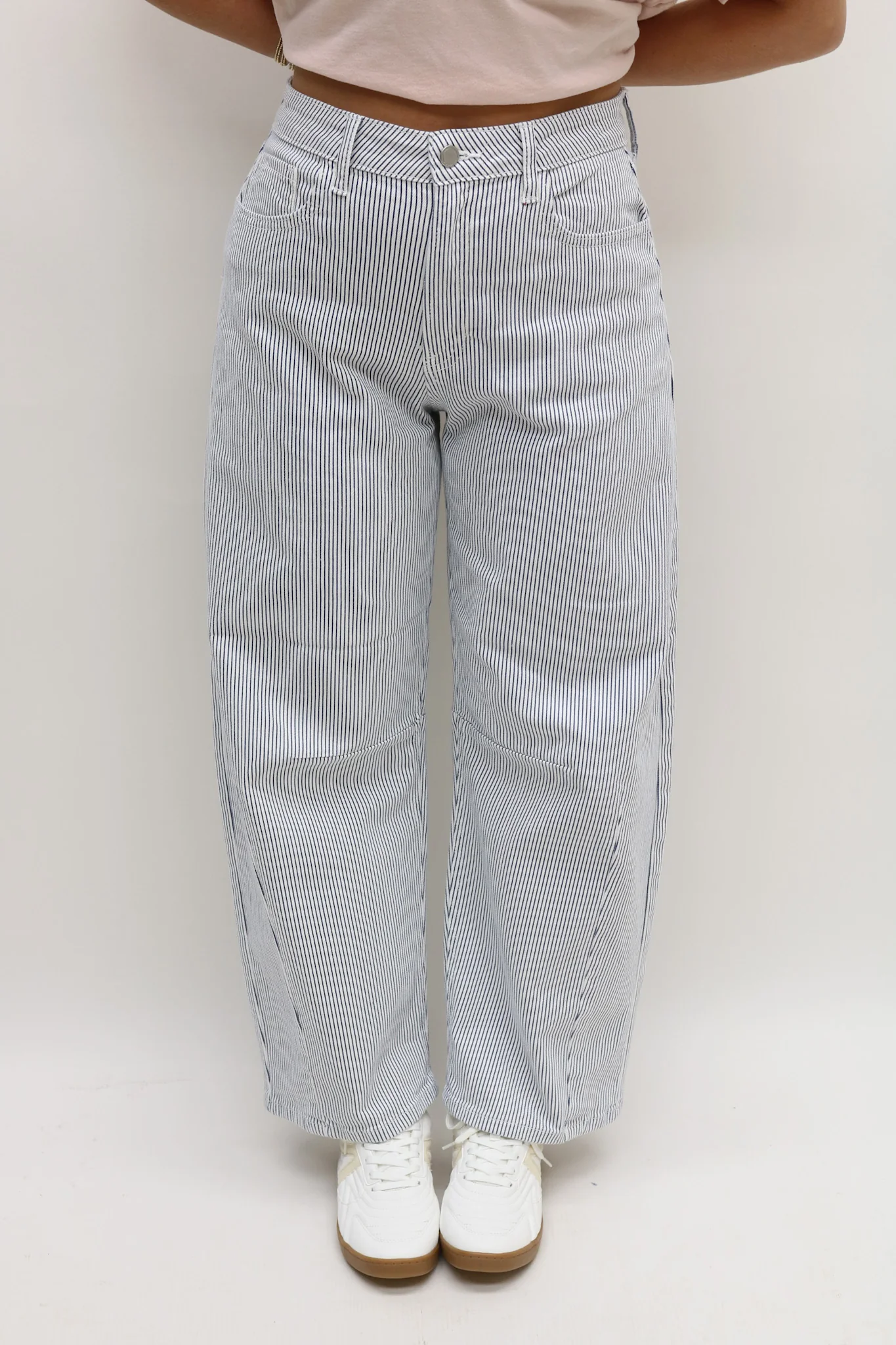 Just Black Denim Striped Barrel Jean