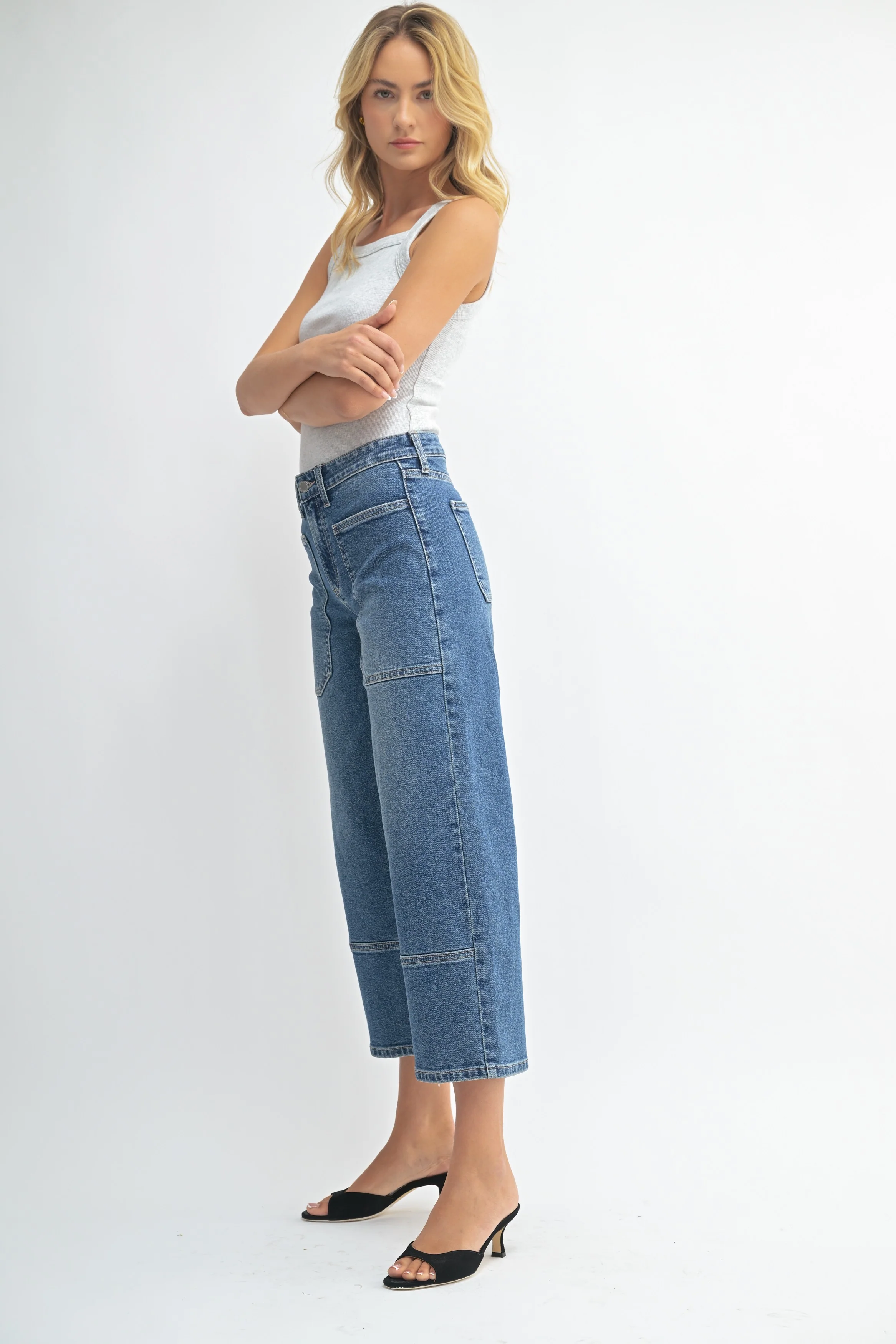 JBD High Rise Cropped Wide Leg Jean - Image 3