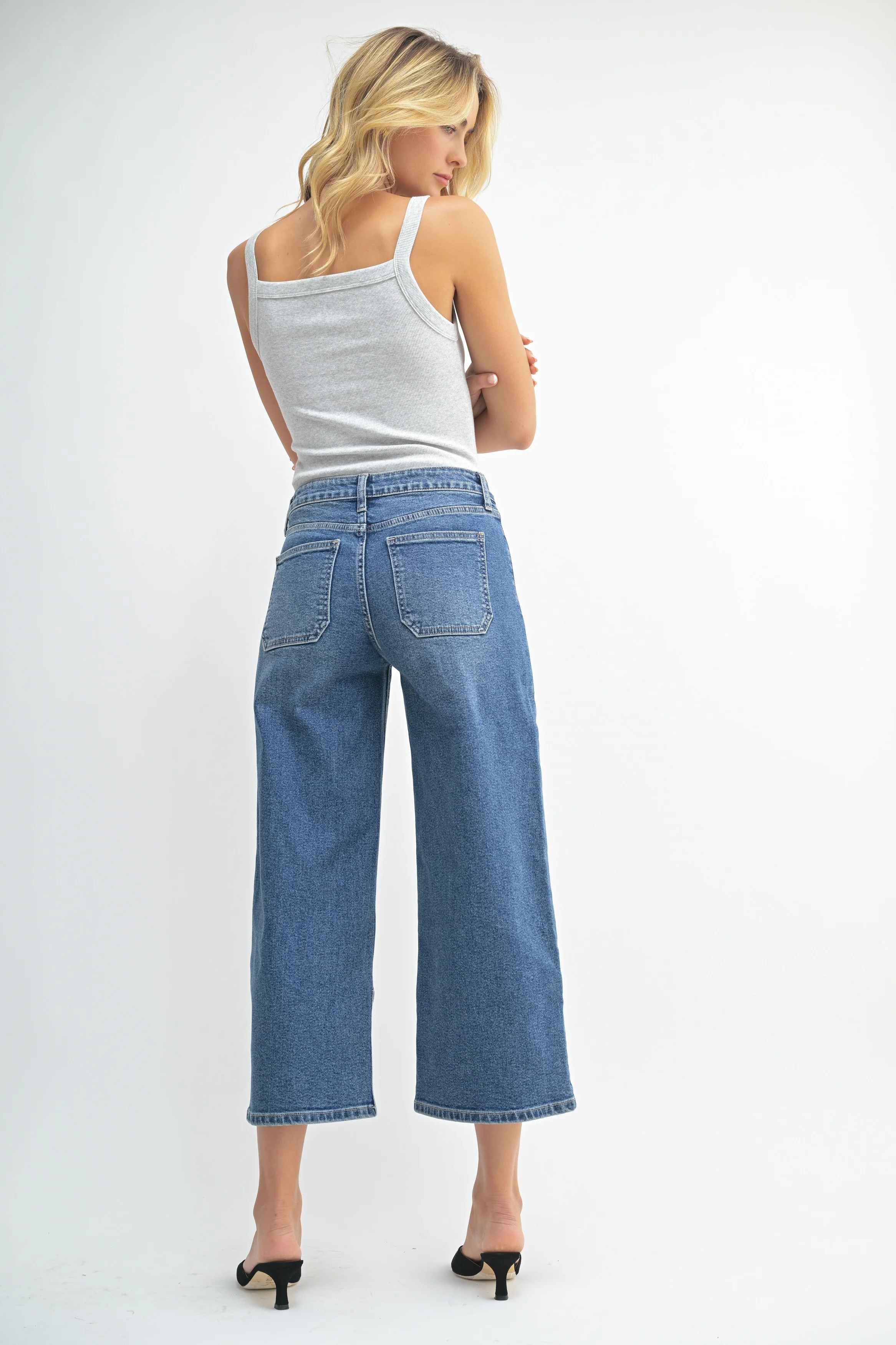 JBD High Rise Cropped Wide Leg Jean - Image 4