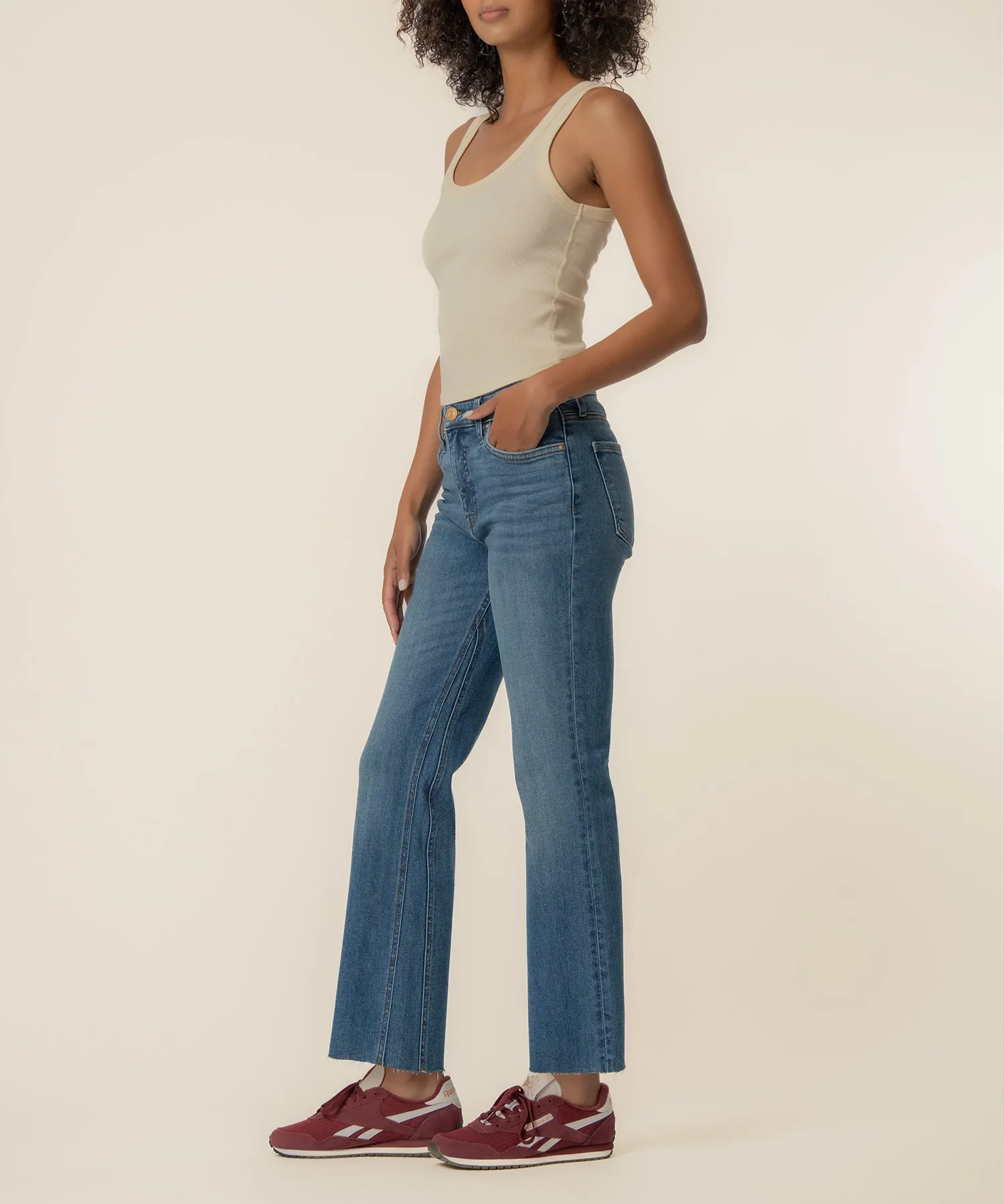 Kut Kelsey High Rise Fab AB Ankle Flare Raw Hem - Image 2