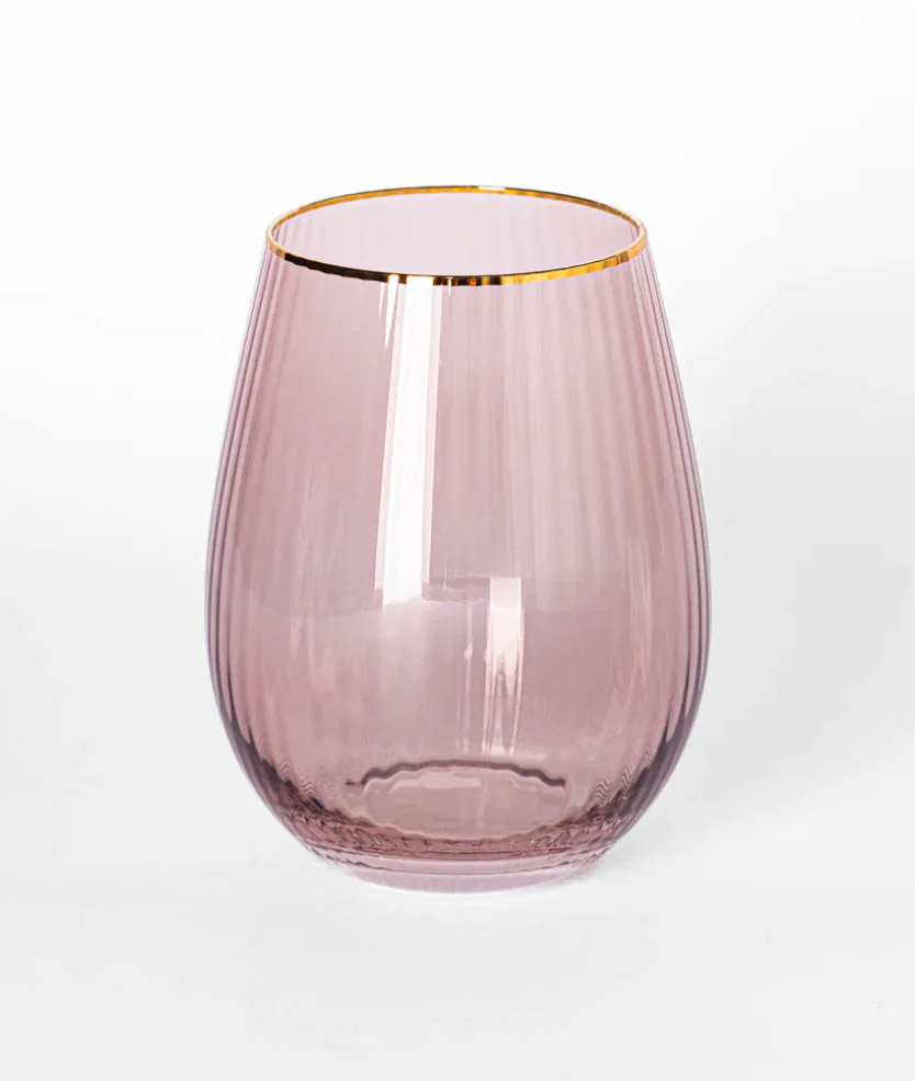 Mary Square Glass Stemless Wine Ribbed - Image 3