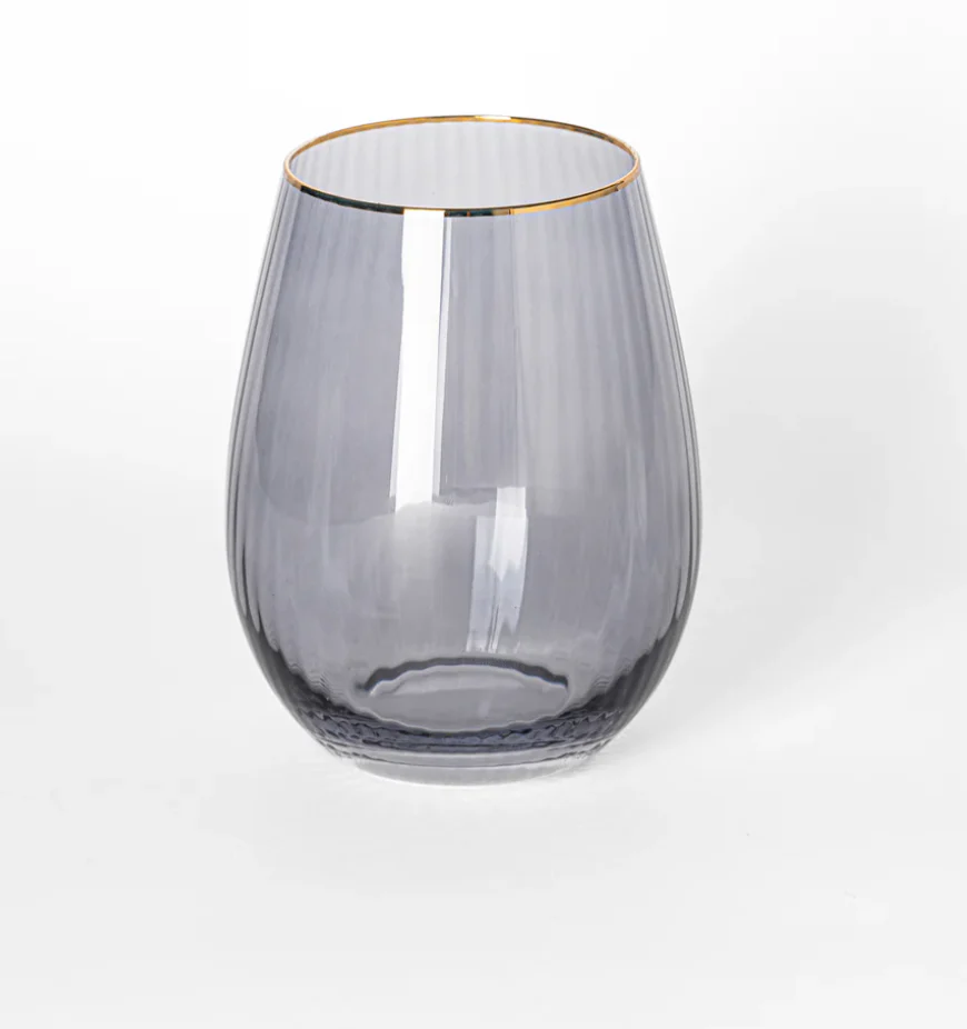 Mary Square Glass Stemless Wine Ribbed - Image 4