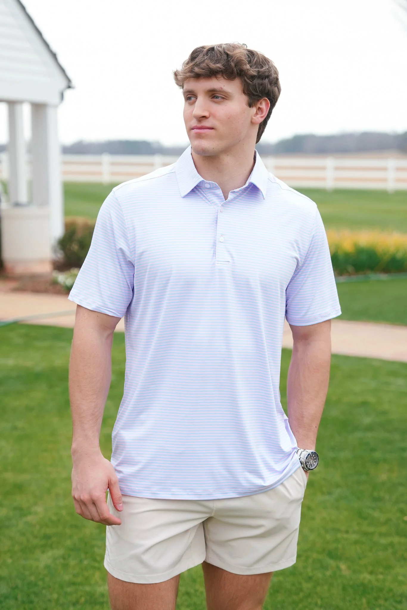 Meripex Striped Performance Polo - Image 6