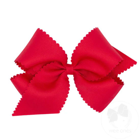 Girl's Wee Ones King Grosgrain Scalloped Edge Hair Bow - Image 3