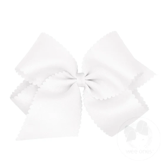 Girl's Wee Ones King Grosgrain Scalloped Edge Hair Bow - Image 4