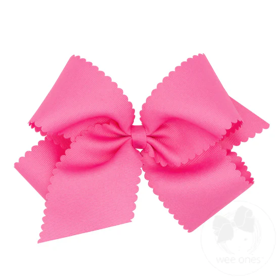 Girl's Wee Ones King Grosgrain Scalloped Edge Hair Bow - Image 5