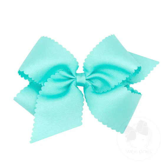 Girl's Wee Ones King Grosgrain Scalloped Edge Hair Bow - Image 6