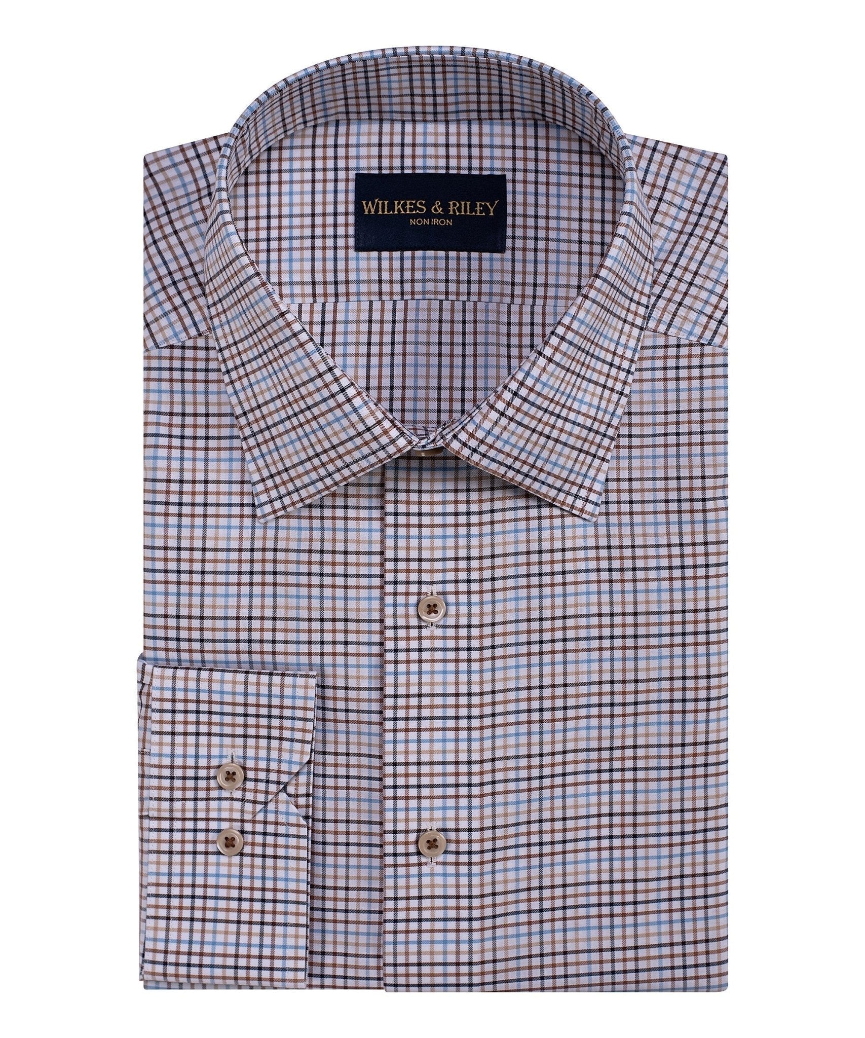 Wilkes & Riley Tattersall Spread Collar Classic